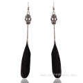 Skull Charm Feather Earrings Long Chain Designer Earrings